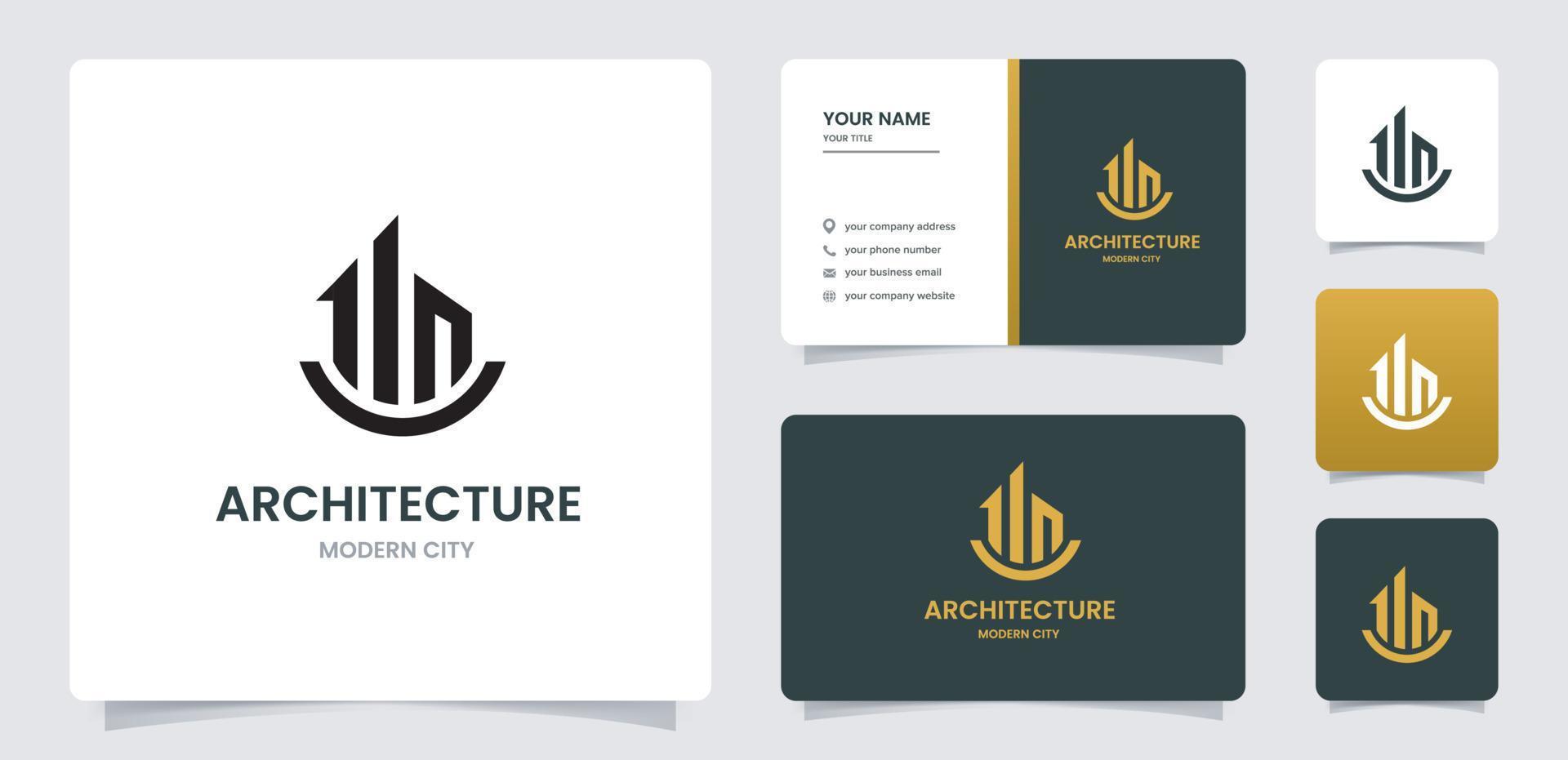 Architecture and real estate logo good for business property development, construction, real estate, home rental logo. with business card templete design vector