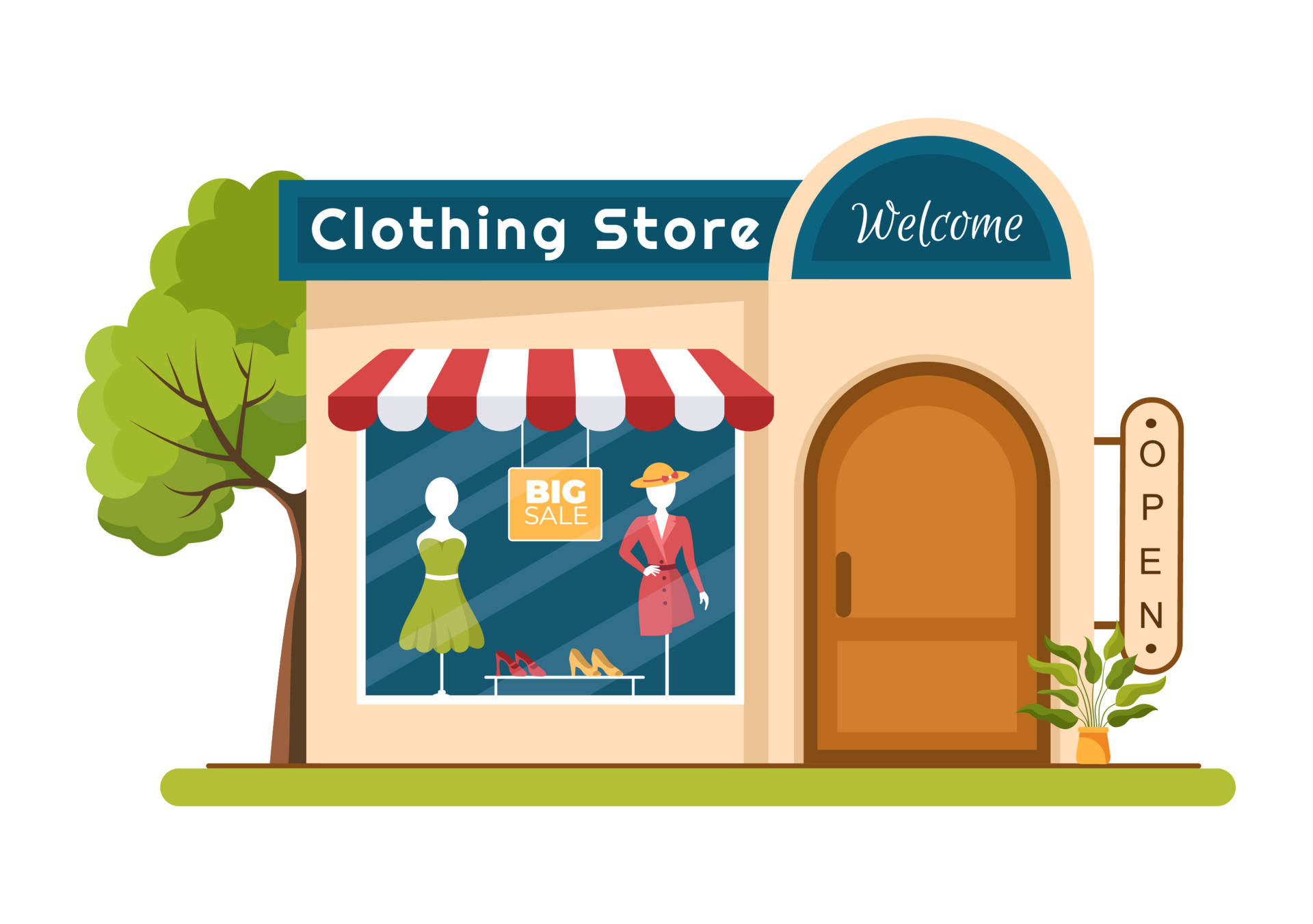 Fashion Clothing Store for Women Template Hand Drawn Cartoon Flat  Illustration with Shopping Buying Products Cloth or Dresses Design 11883313  Vector Art at Vecteezy