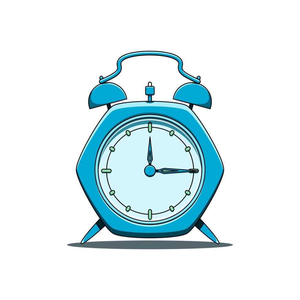 3d soft blue hexagon alarm clock vector illustration