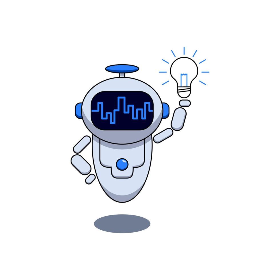modern flat robot lamp of idea illustration design vector