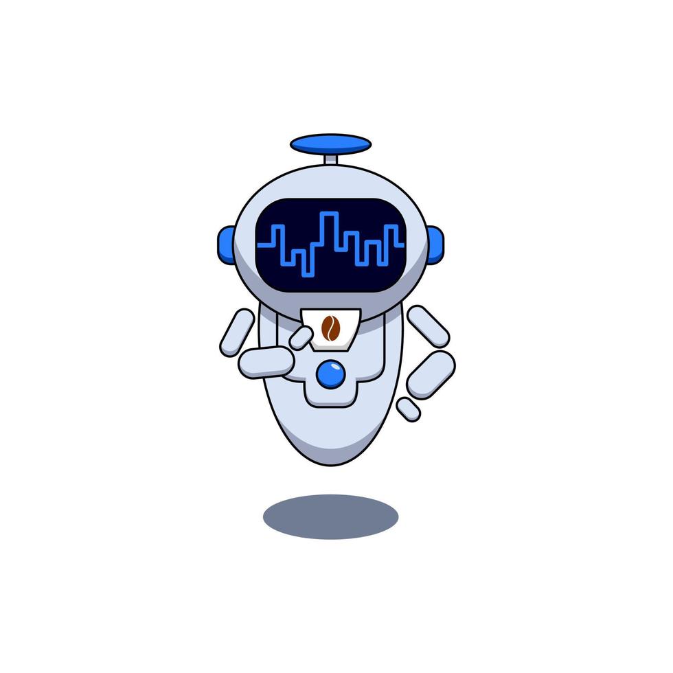 modern flat robot drinking a cup of coffee illustration design vector