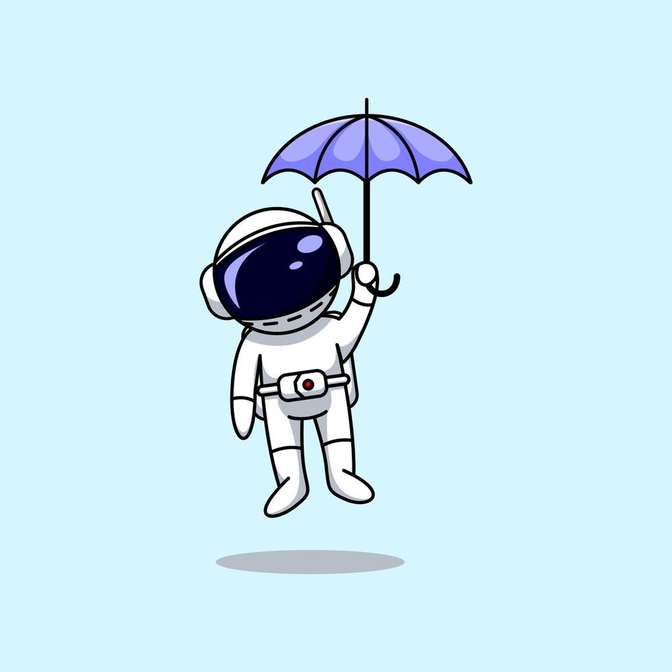 Modern flat illustration design of an astronaut flying with an umbrella vector