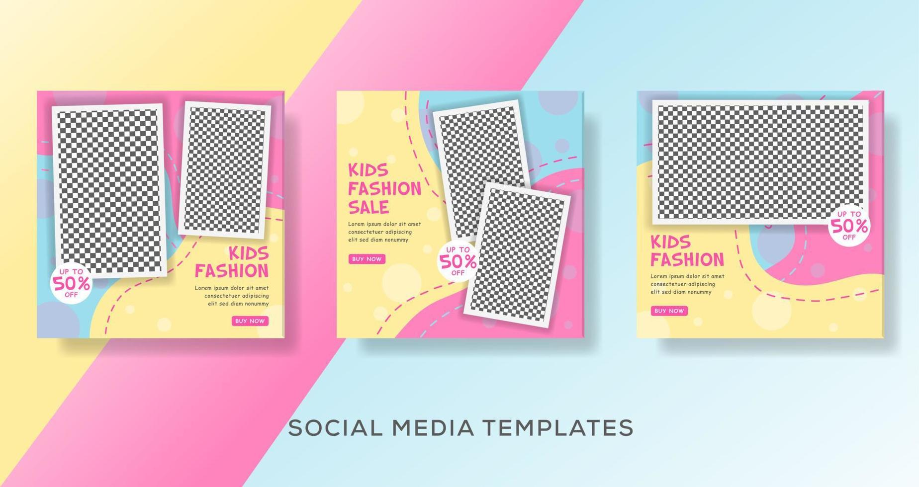 Kids fashion store banner template post vector