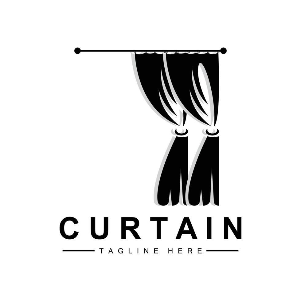 Home And Exhibition Curtain Logo Design, Building Decoration Vector Illustration