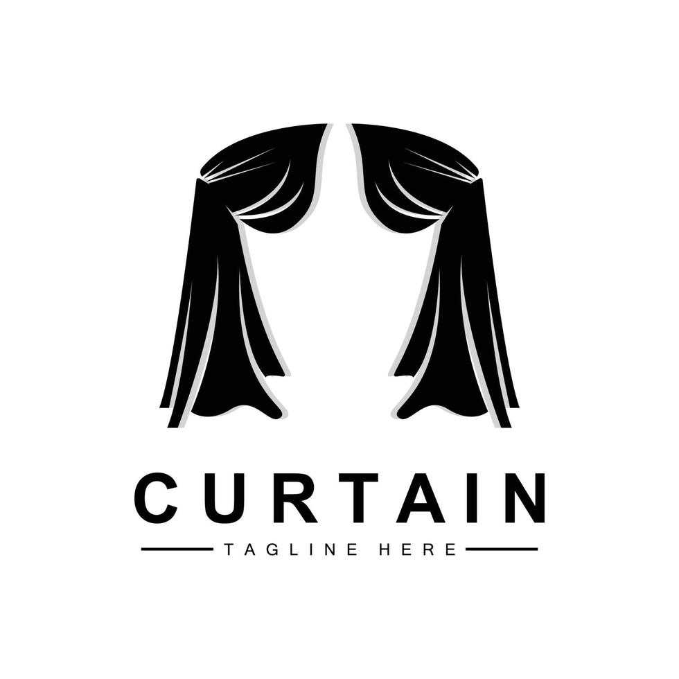 Home And Exhibition Curtain Logo Design, Building Decoration Vector Illustration