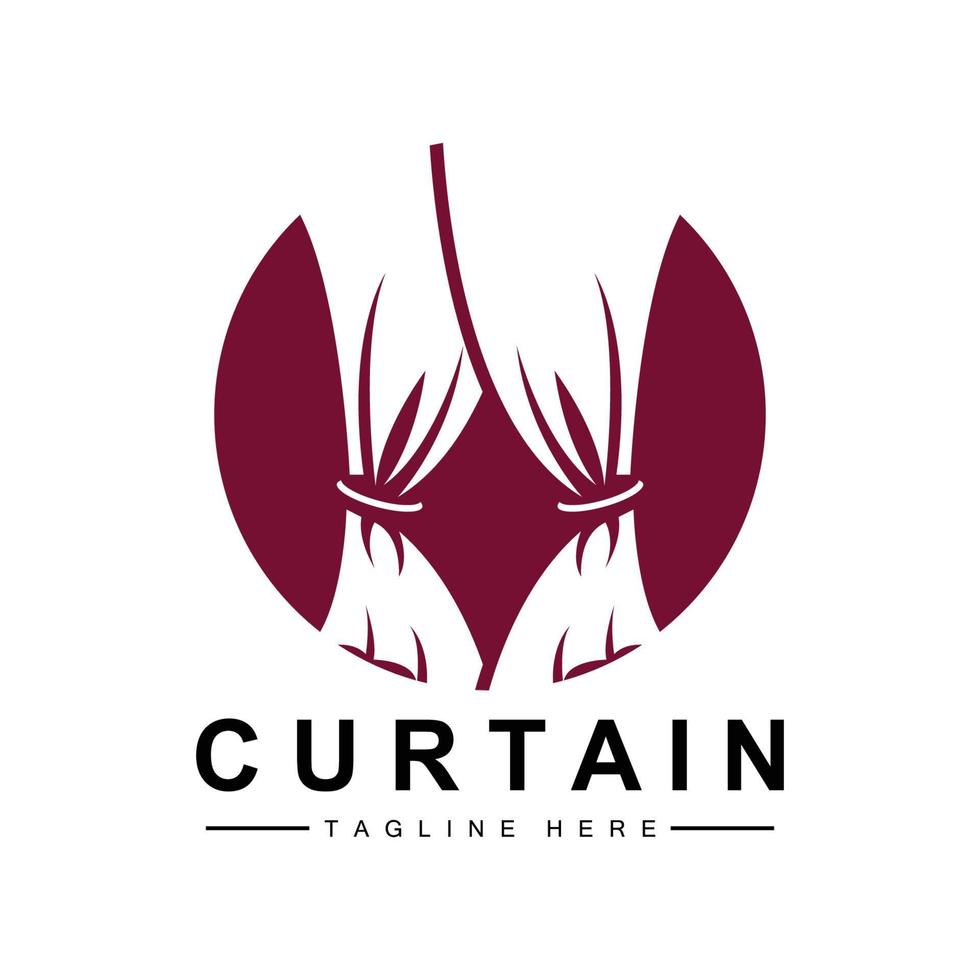 Home And Exhibition Curtain Logo Design, Building Decoration Vector Illustration