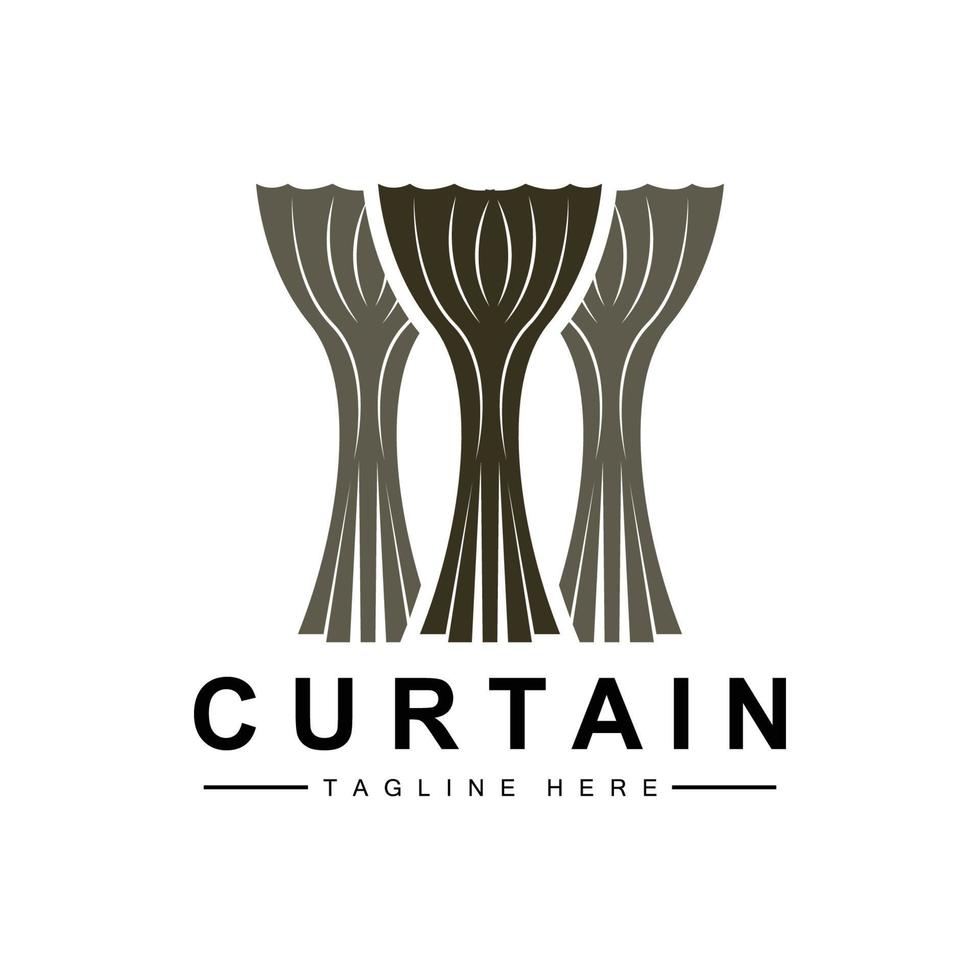 Home And Exhibition Curtain Logo Design, Building Decoration Vector Illustration