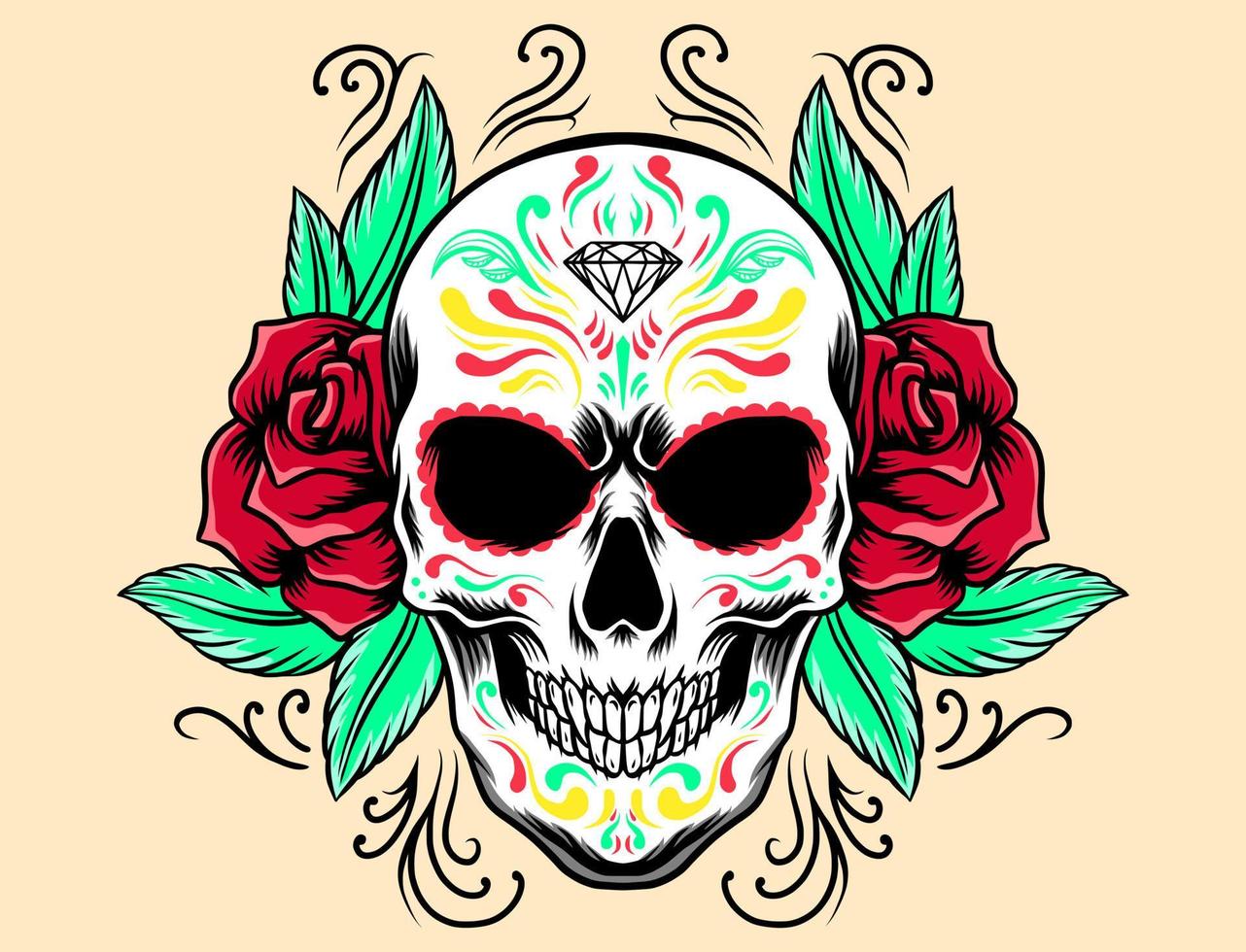 calavera de azucar mexicana vector