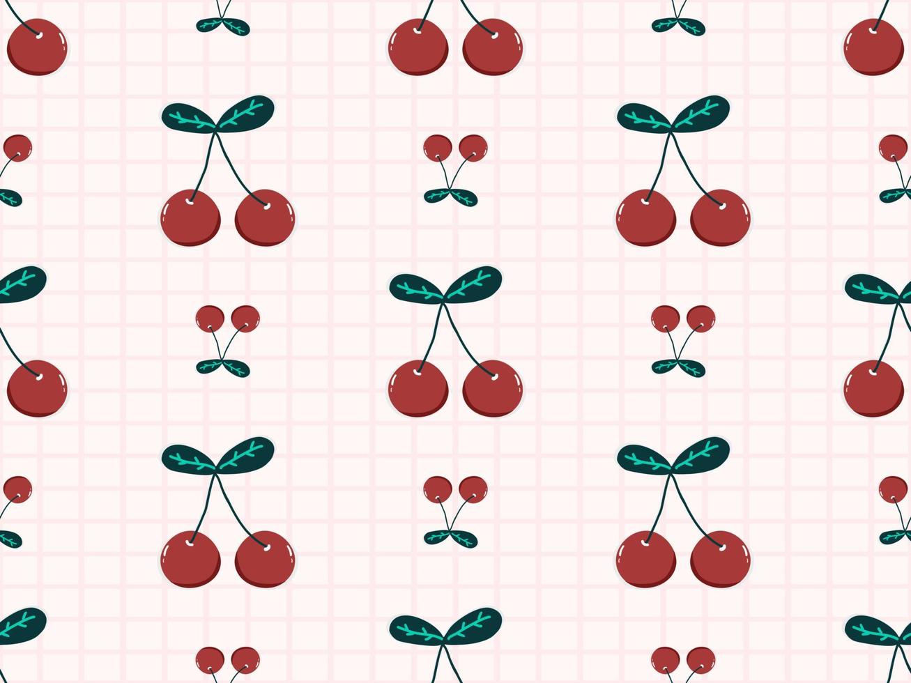 Cherry cartoon character seamless pattern on pink background vector