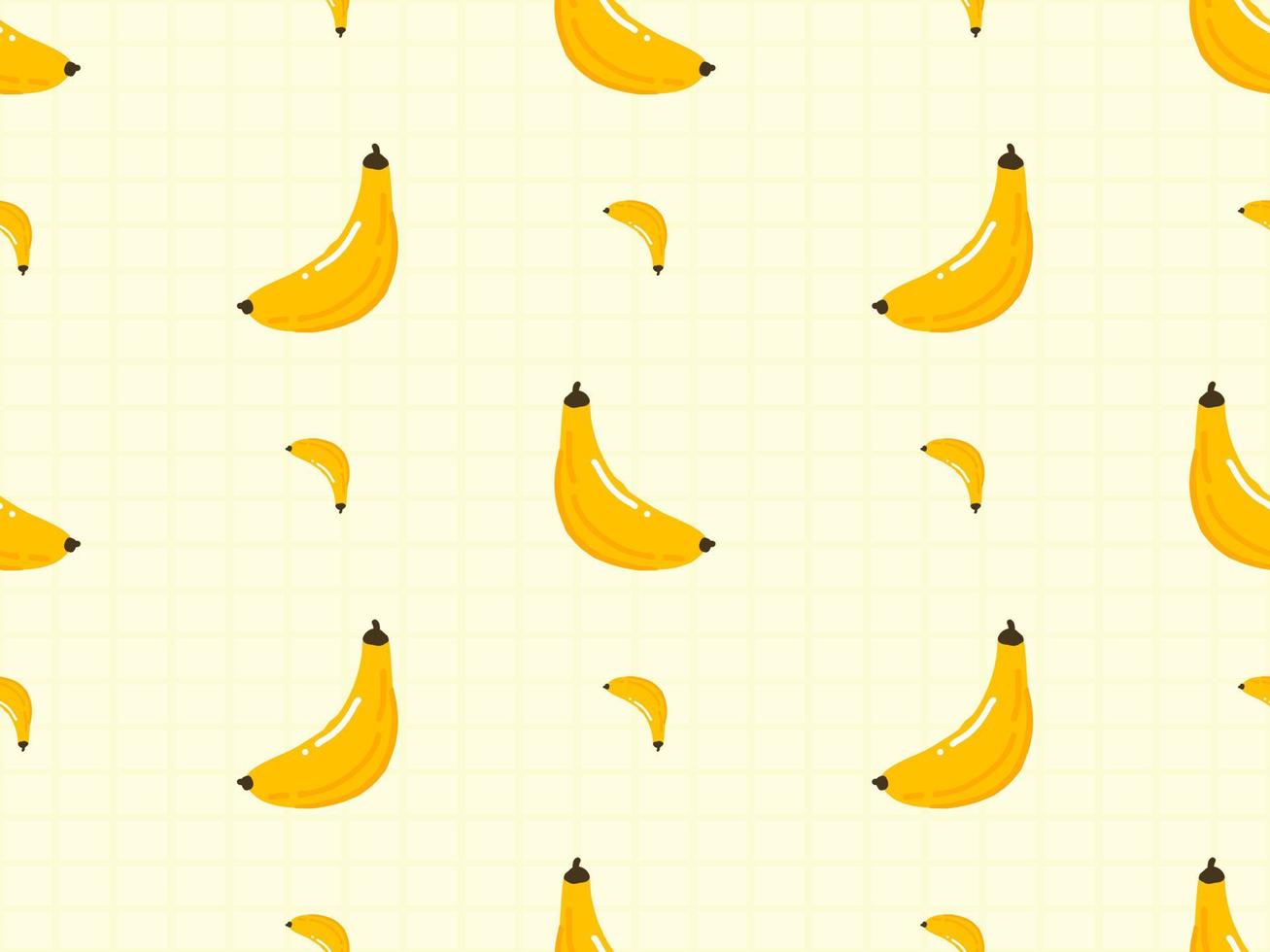 Banana cartoon character seamless pattern on yellow background vector