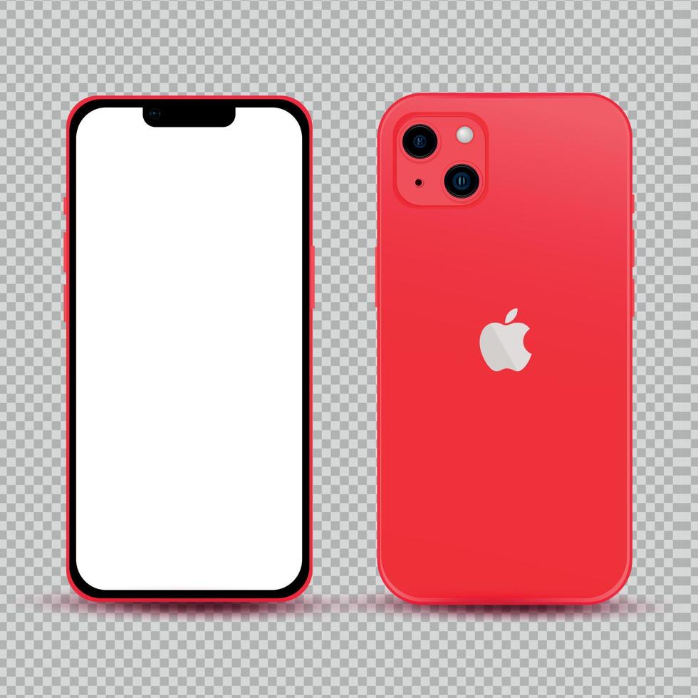 Realistic mockup without background red mobile phone - Vector