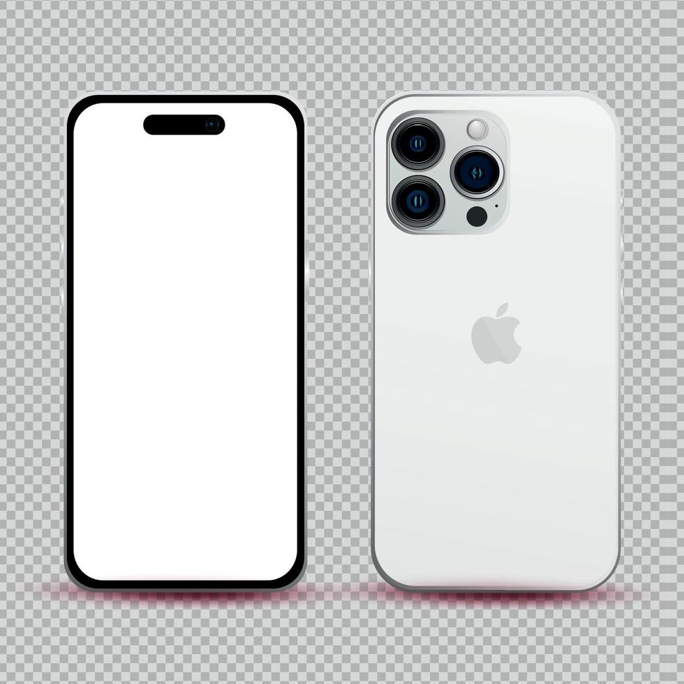 Realistic mockup without background white mobile phone - Vector