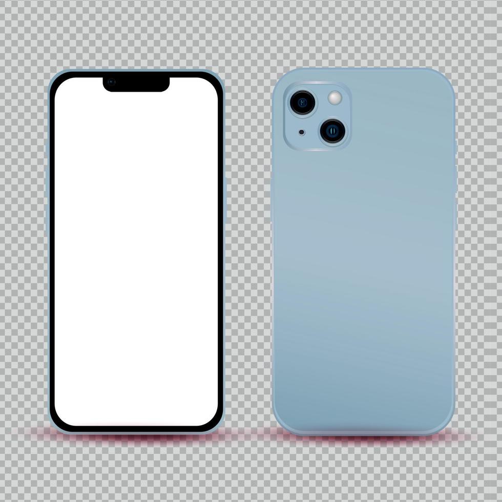 maqueta realista sin fondo azul teléfono móvil - vector