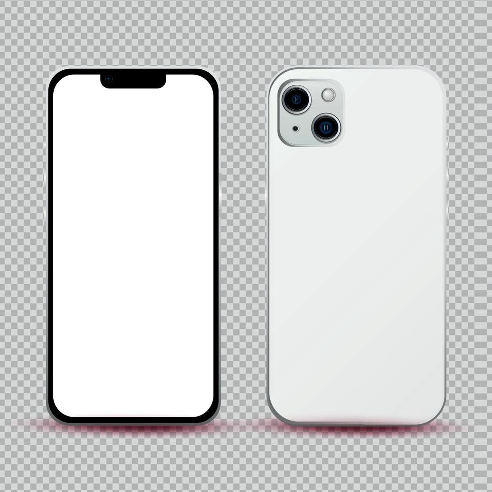 Realistic mockup without background white mobile phone - Vector