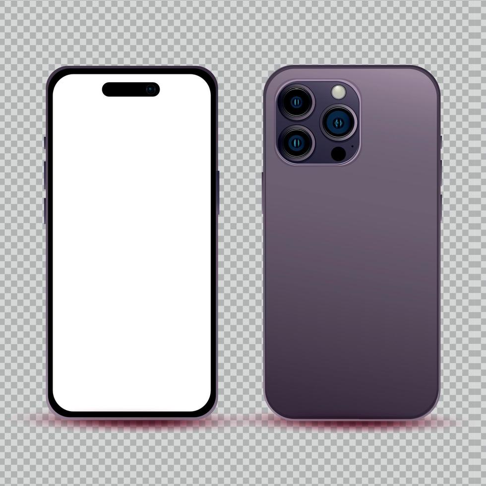 Realistic mockup without background purple mobile phone - Vector