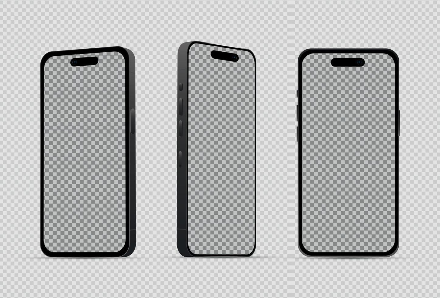 Realistic mocap without background black mobile phone - Vector