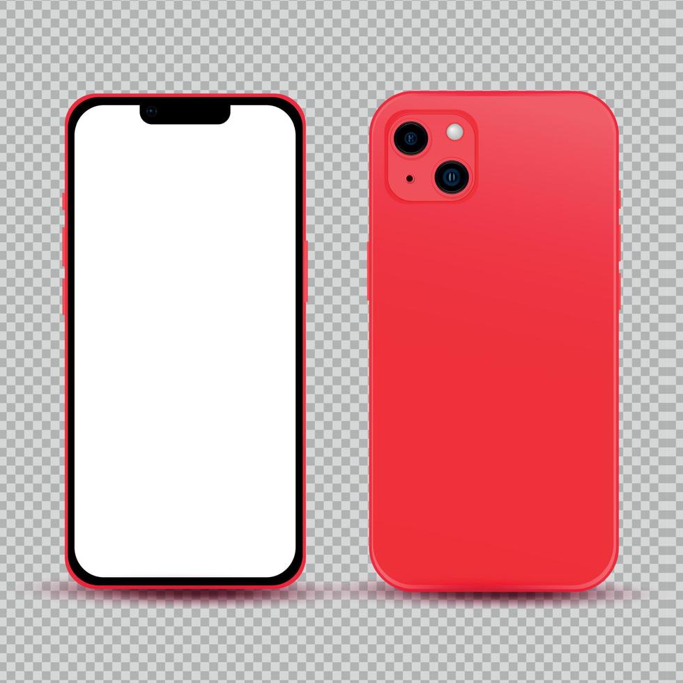 Realistic mockup without background red mobile phone - Vector