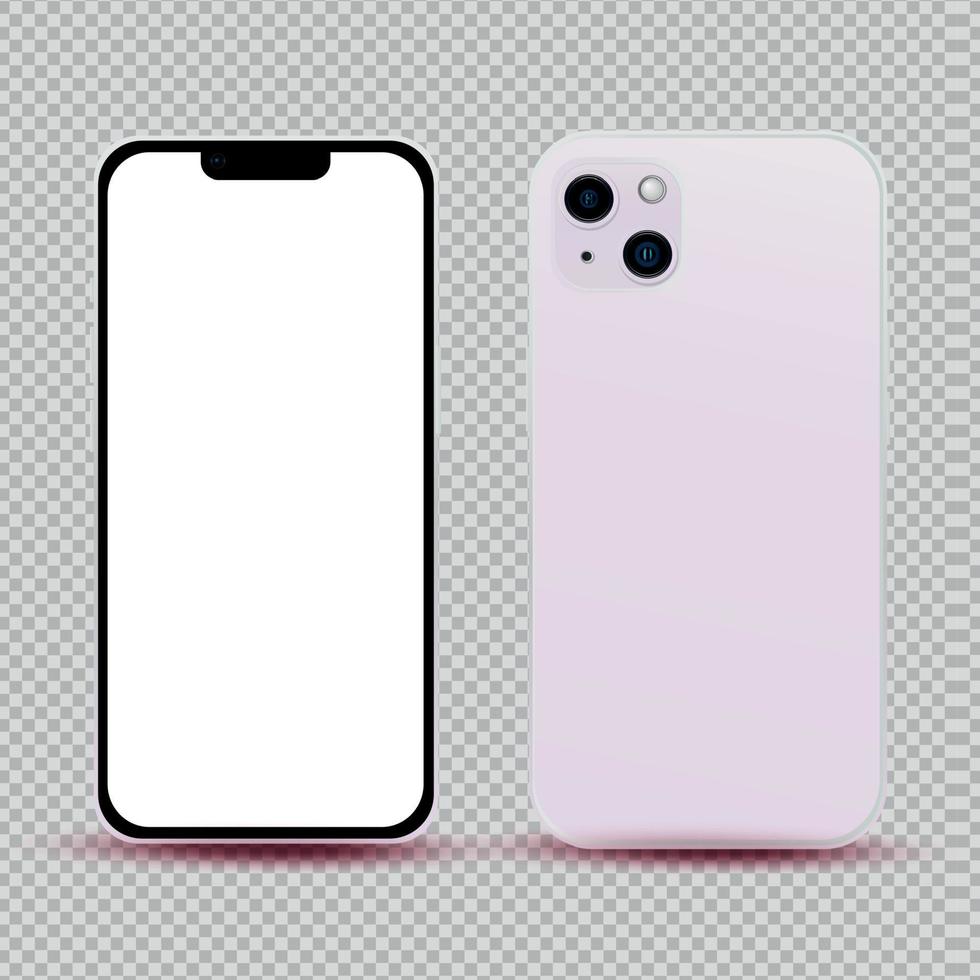 Realistic mockup without background purple mobile phone - Vector