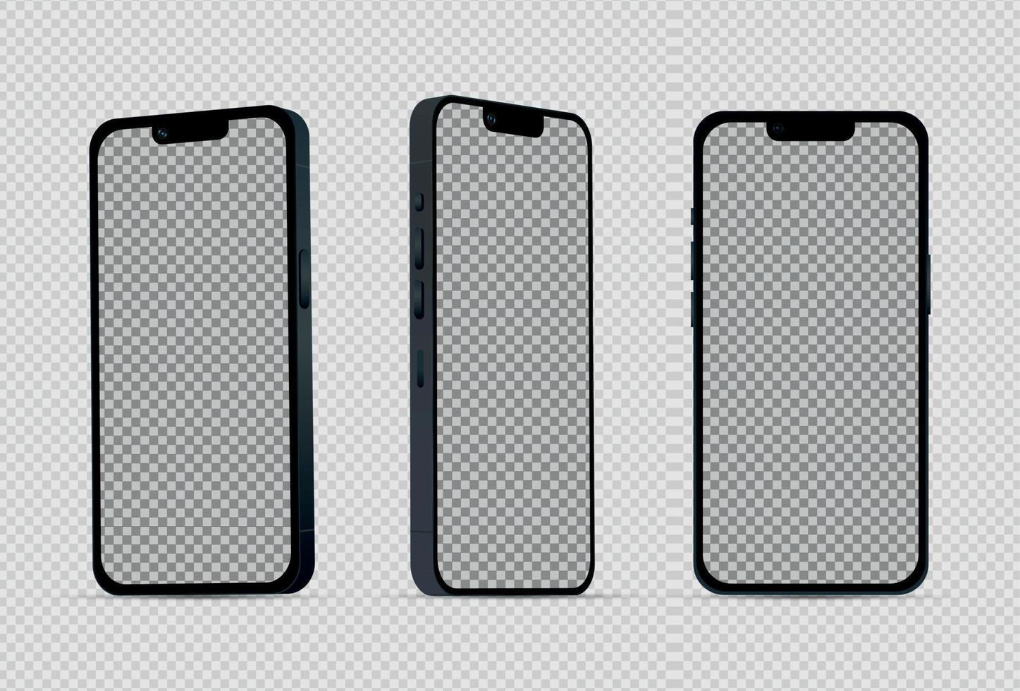 Realistic mocap without background black mobile phone - Vector