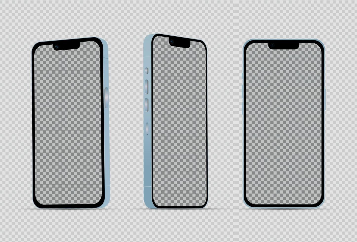 Realistic mockup without background blue mobile phone - Vector