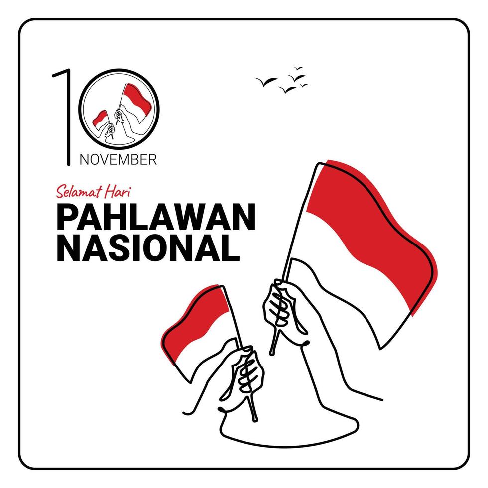 Hari pahlawan nasional minimal design of Indonesian flag vector