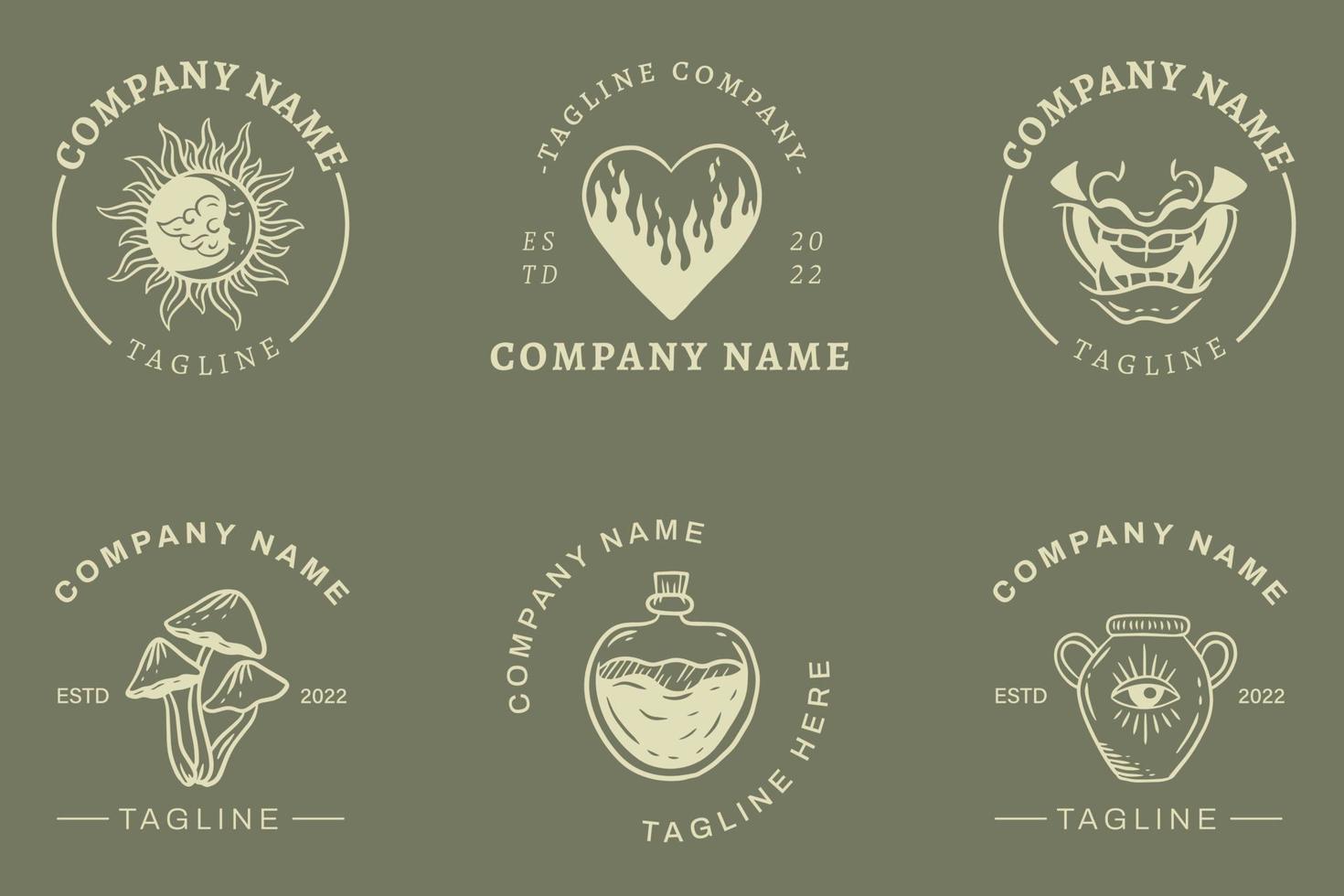 Luxury Cream Logo Mystical Minimalist Symbol Collection Pastel Gray Style. vector