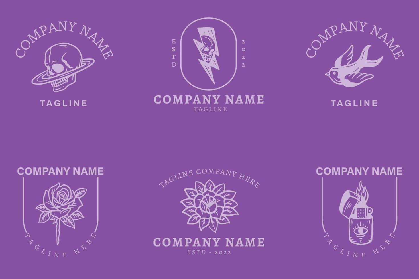 Luxury Logo Mystical Minimalist Symbol Collection Style Purple. vector