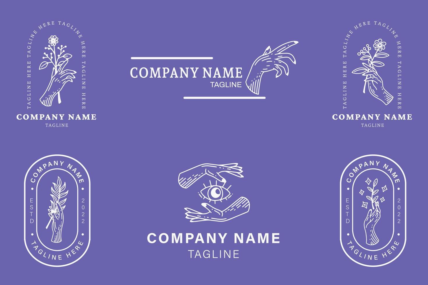White Minimalist Mystical Simple Logo Symbol Collection Template Purple Pastel. vector