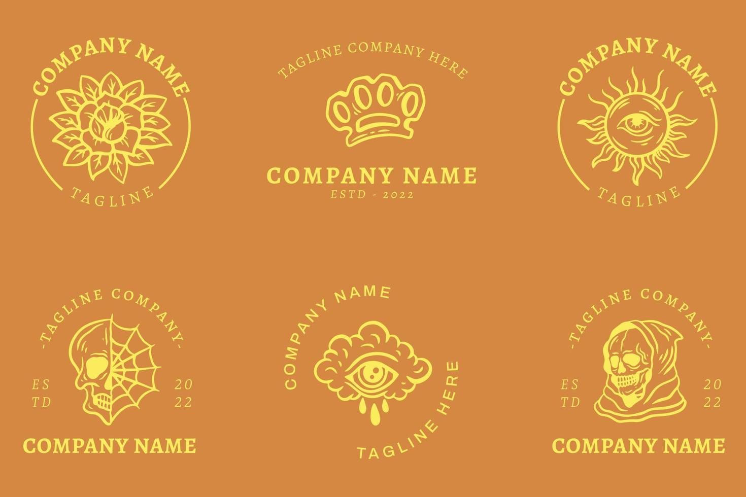 Luxury Yellow Logo Mystical Minimalist Symbol Collection Orange  Style. vector