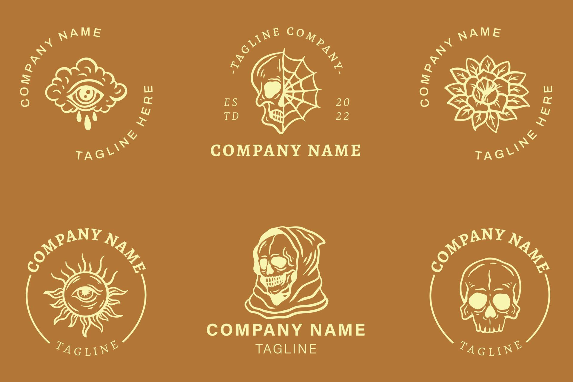 Luxury Logo Mystical Minimalist Symbol Collection Orange Style