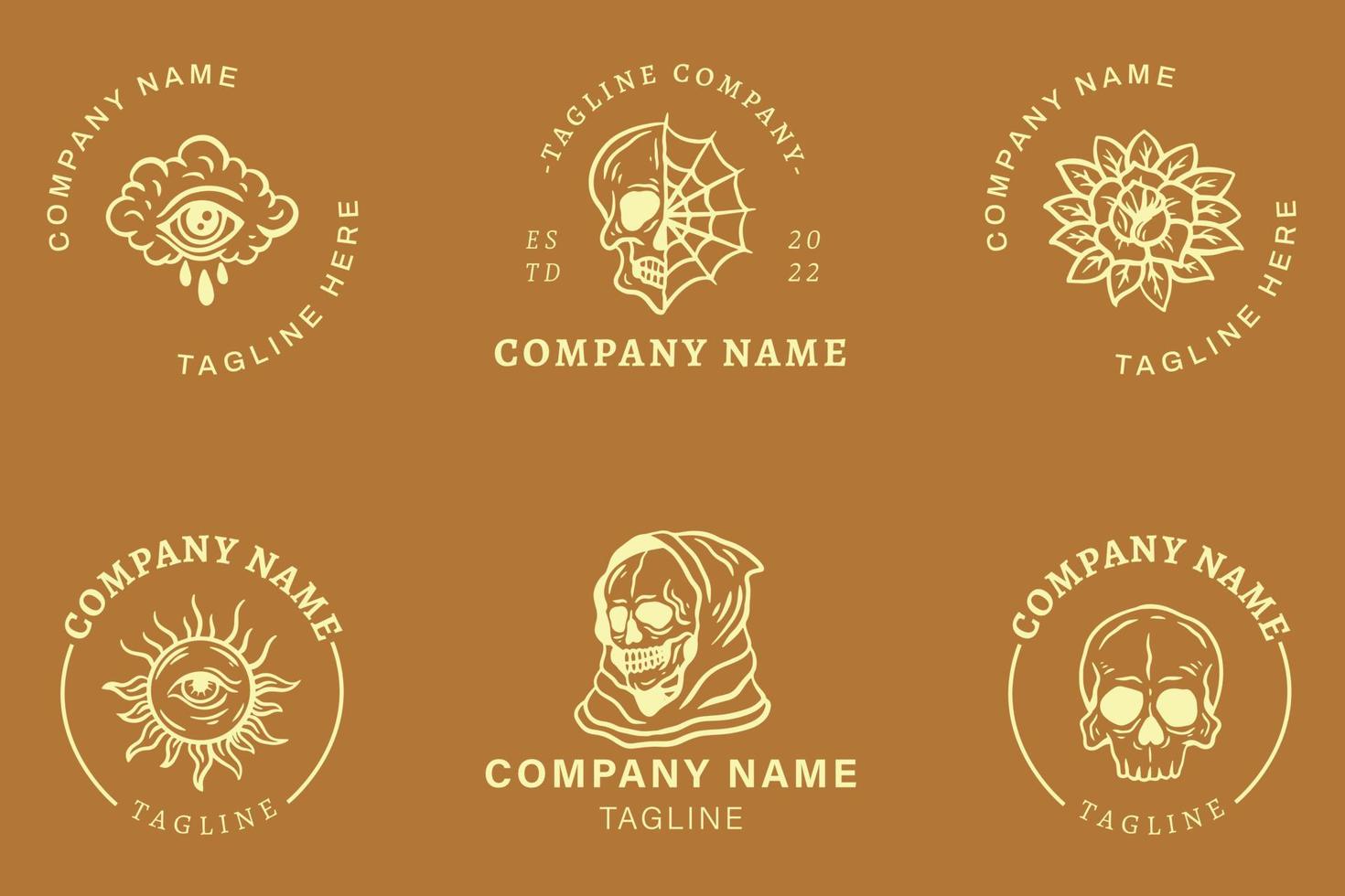 Luxury Logo Mystical Minimalist Symbol Collection Orange Style. vector