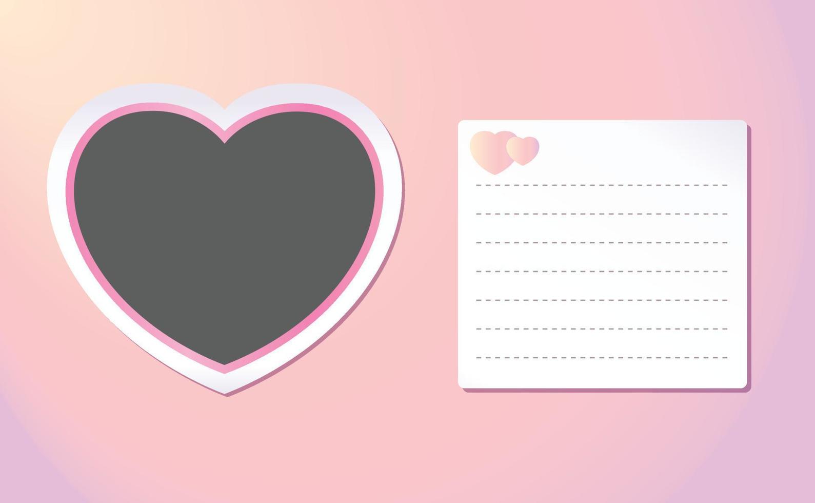 maqueta de marco de imagen de corazón sobre un fondo rosa pastel vector