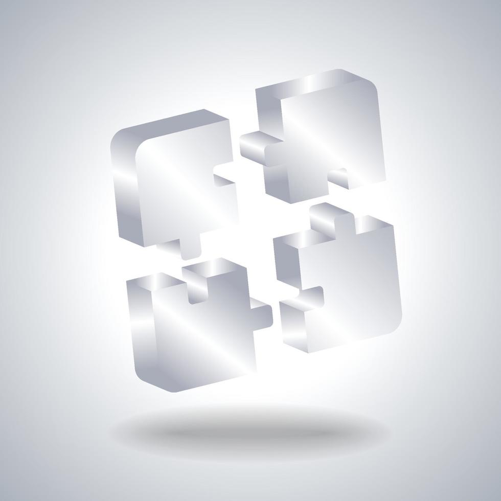 Puzzle square with Silver vector