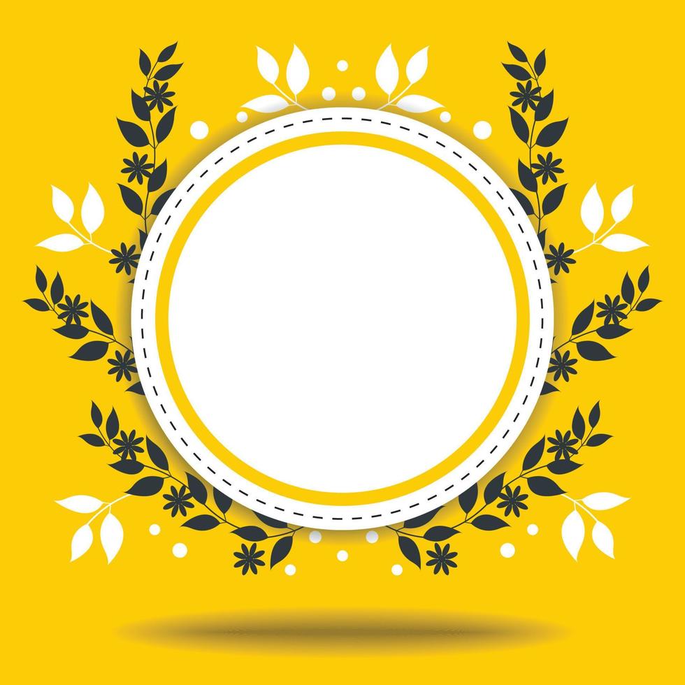 ornamental floral round frame design vector
