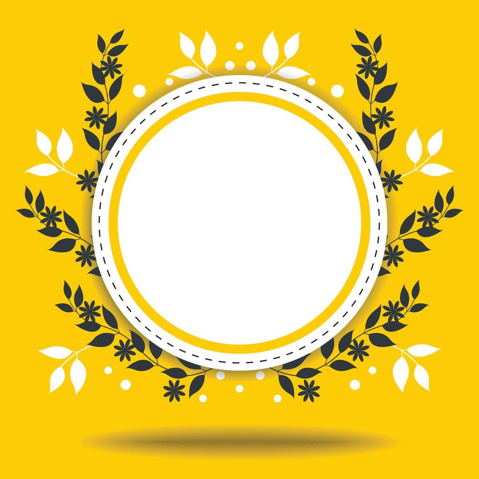 ornamental floral round frame design vector