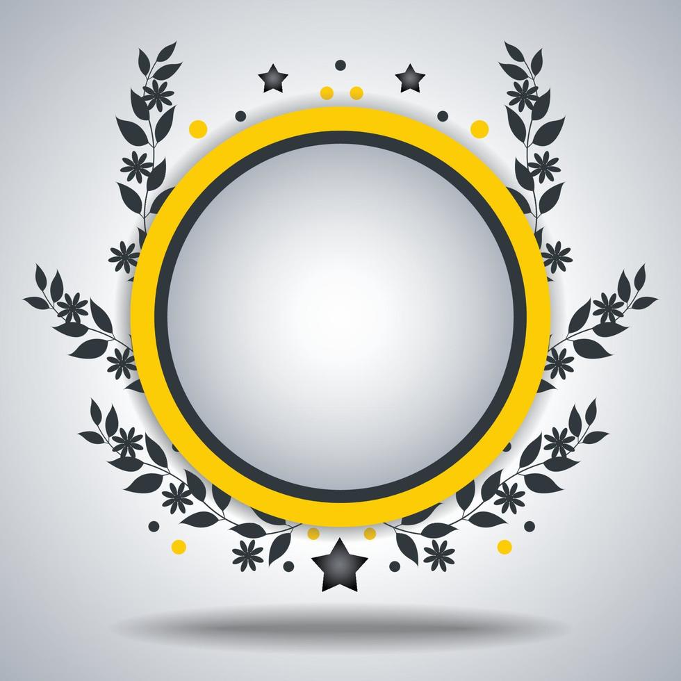 ornamental floral round frame design vector