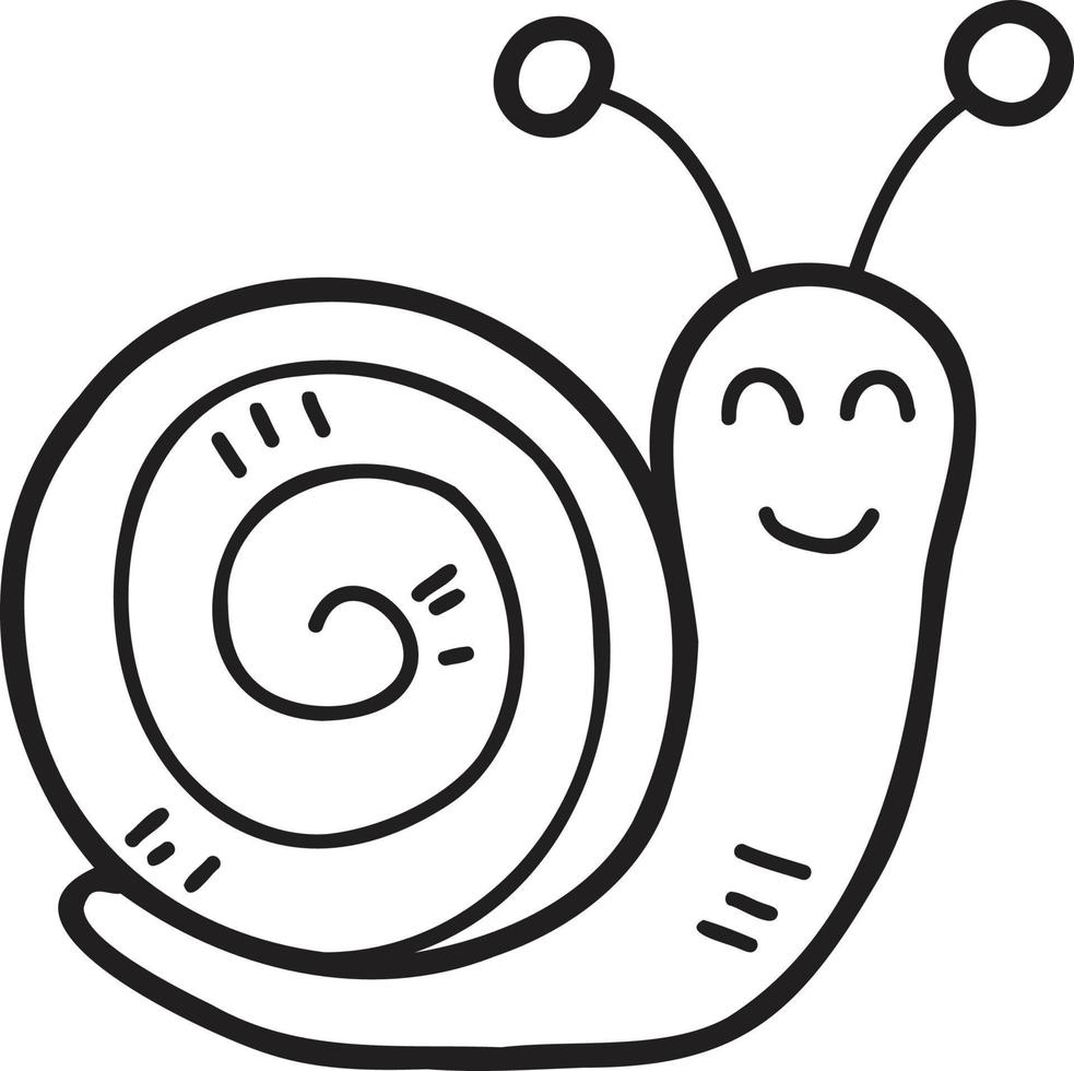 Hand Drawn cute snail illustration vector