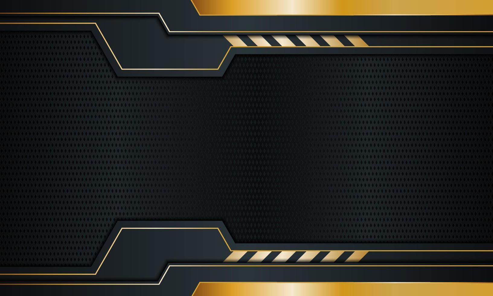 Dark navy metal with golden stripes and lines background. vector