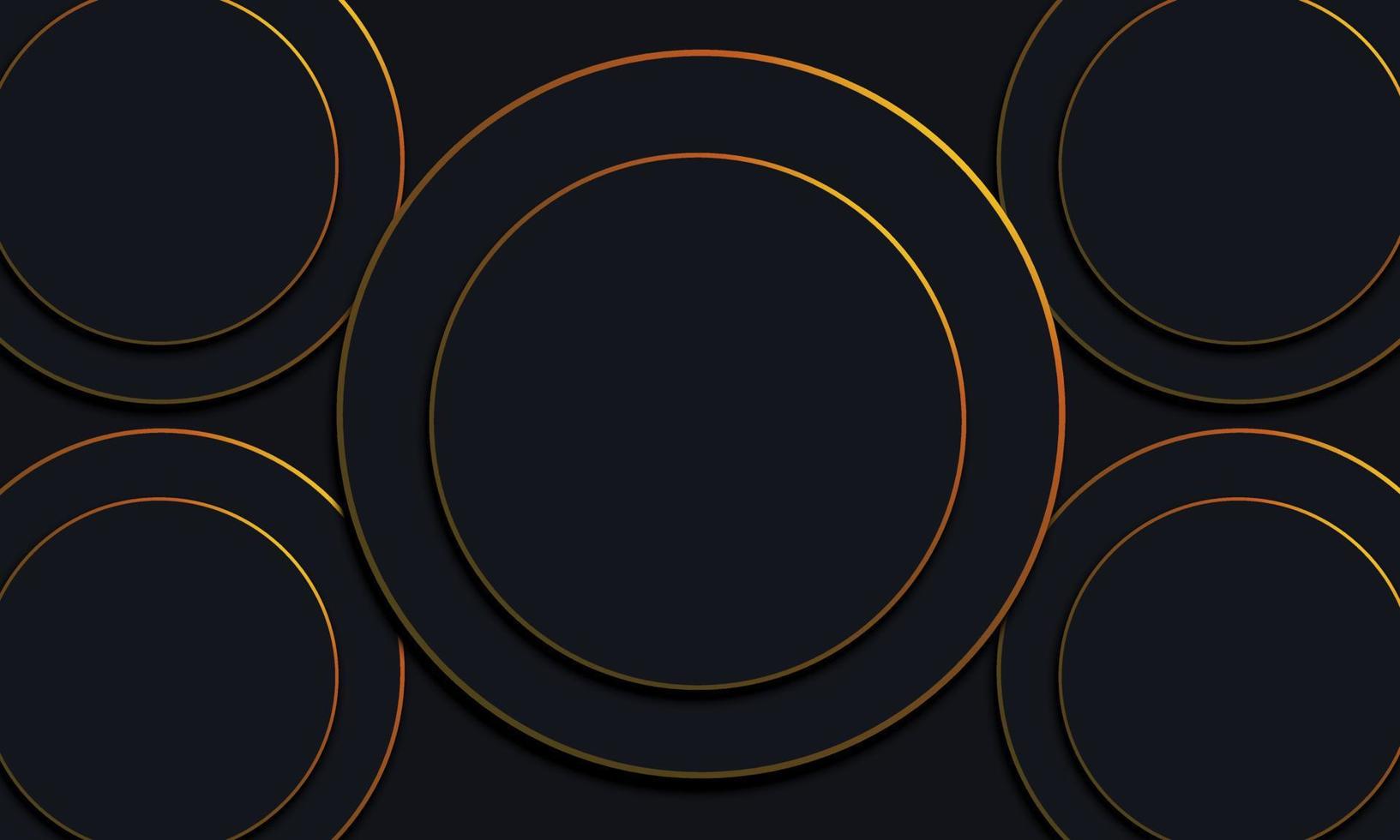 Dark circles with golden lines background. vector