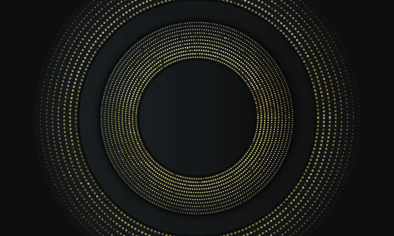 círculo oscuro superpuesto con estilo de semitono dorado. vector