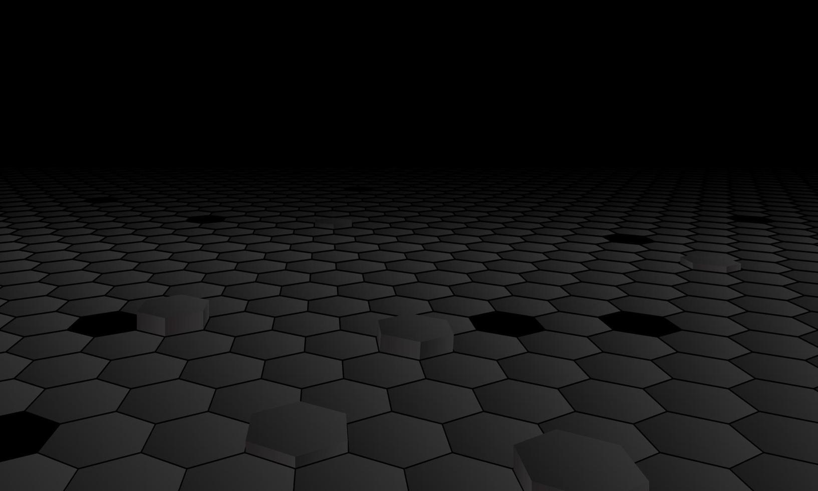 fondo hexagonal de perspectiva oscura. vector