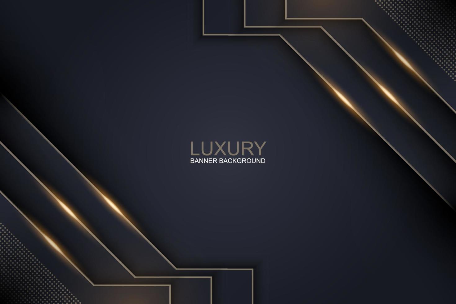 Dark luxury banner with golden lines and dots background. Vector. vector