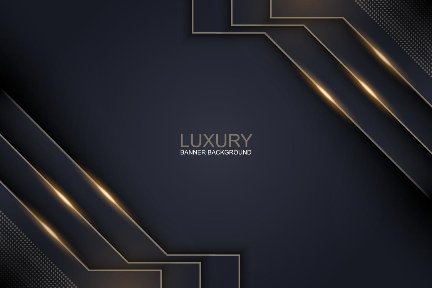 Dark luxury banner with golden lines and dots background. Vector. vector