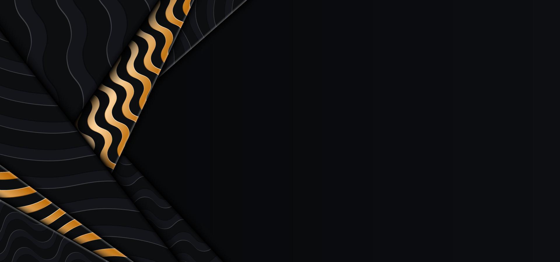 Dark navy and golden stripes with wavy lines background. Abstract background. vector