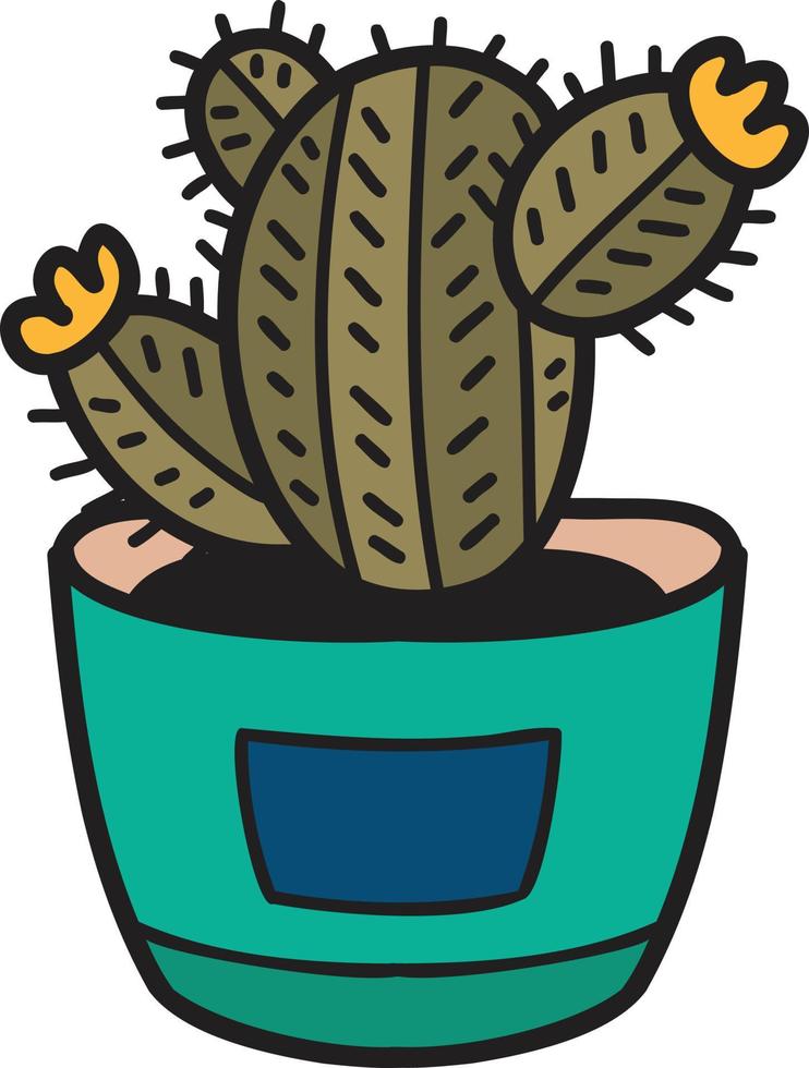 dibujado a mano linda ilustración de cactus vector