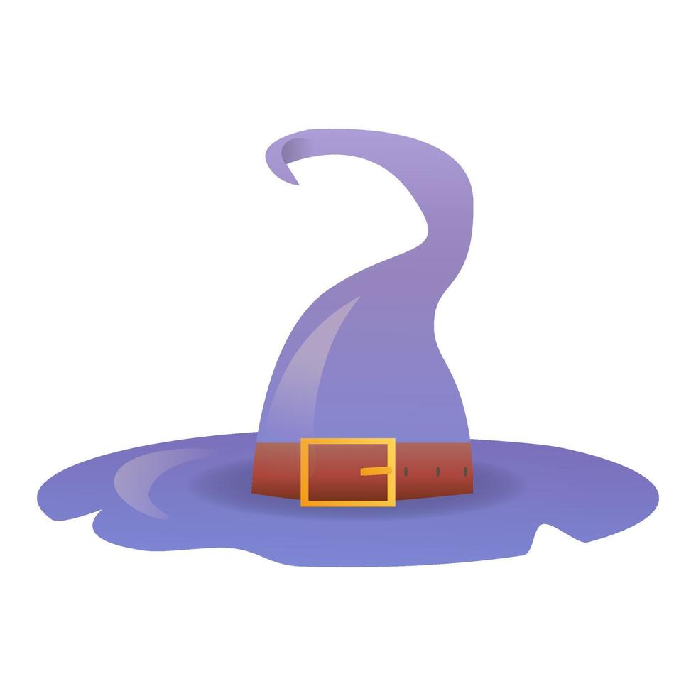 Witch hat with buckle in realistic style. Helloween purple witch