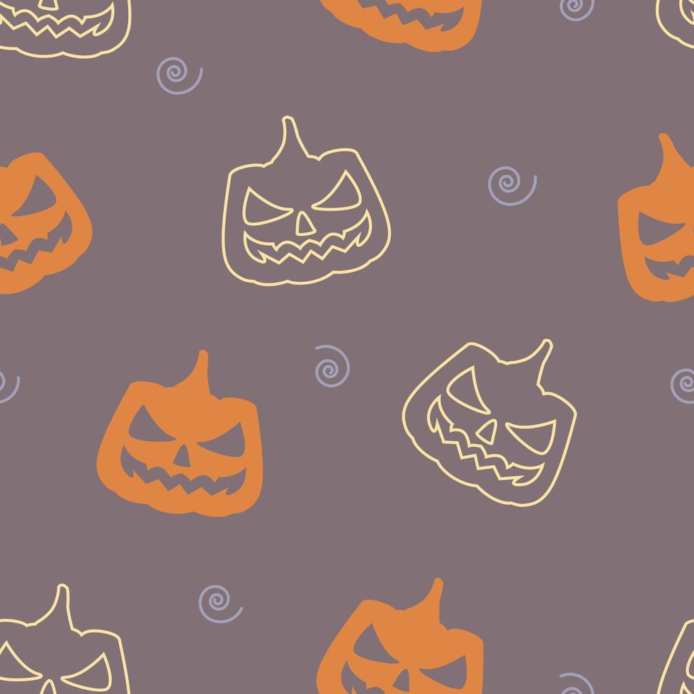 calabaza de helloween. ilustración de patrones sin fisuras. linterna de gato. elemento de papel tapiz patrón cuadrado aleatorio. vector