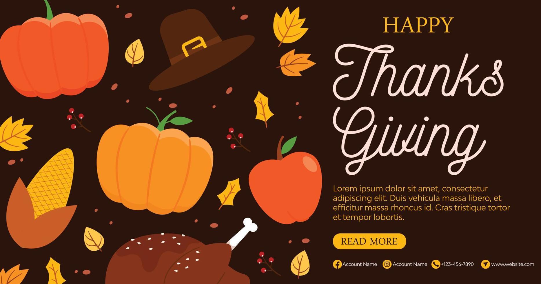 Thanksgiving day background in flat design concept vector