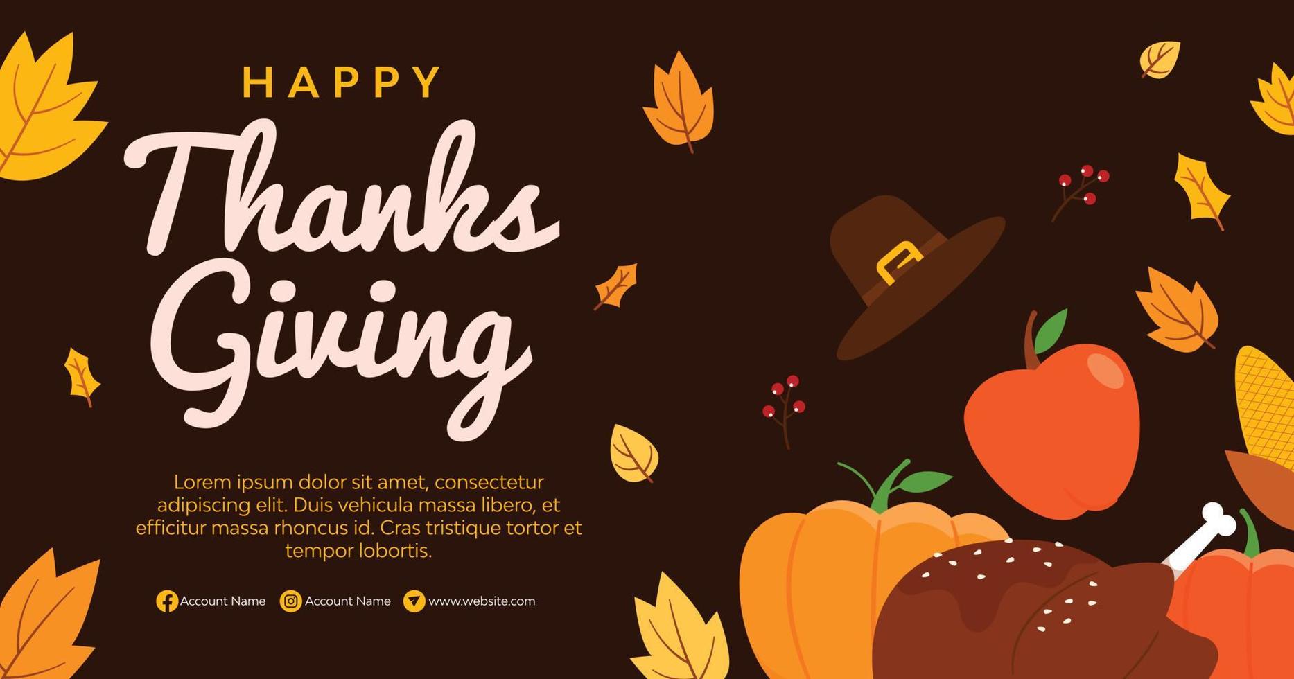 Thanksgiving day background in flat design concept vector