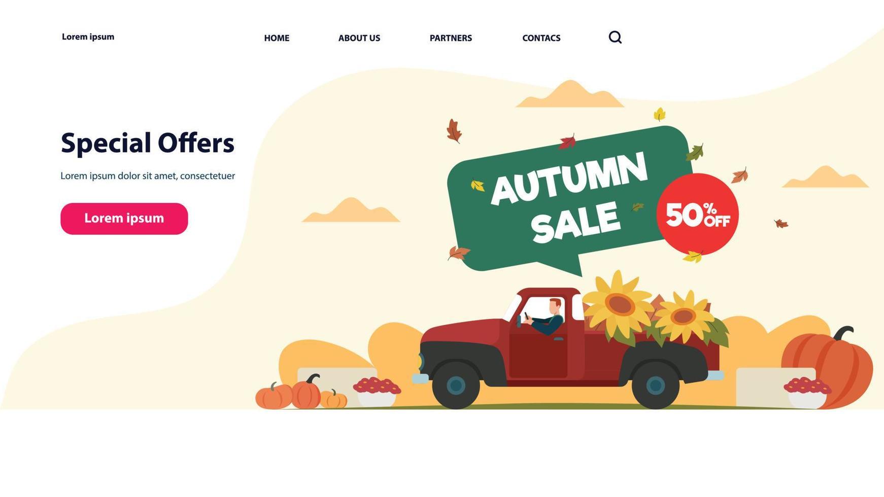 Autumn Sale Landing Concept Illustration vector